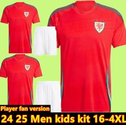 2024 Wales Voetbalshirt 24 25 Home Rood ALLEN BALE RAMSEY Shirt Nationaal team JAMES WILSON BROOKS GIGGS AWAY voetbaluniform 3XL 4XL