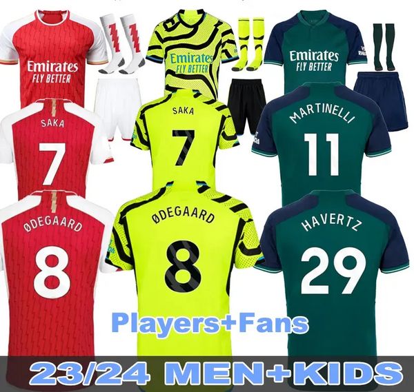 Fans Player versión camisetas de fútbol SALIBA Gunners 23 24 MARTINELLI G. JESUS 2023 2024 ARSen Pre Match Jersey SAKA Toda la camiseta de fútbol Goal ODEGAARD kit Kid Equipment