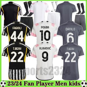 Fans Player2023 2024 KOSTIC CHIESA Soccer Jerseys POGBA MILIK 23 24 VLAHOVIC DANILO KEAN LOCATELLI ARTHUR BONUCCI CUADRADO McKENNIE Hommes Enfants Kit Chemises de football