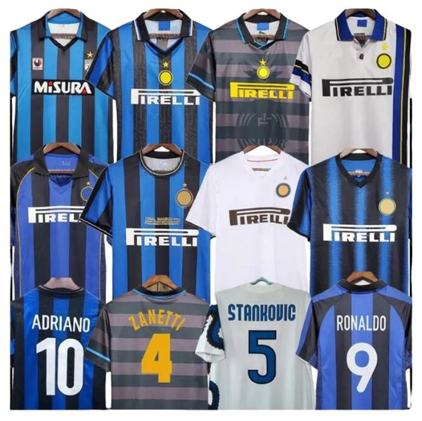 Fans S-xxl Inter Retro Soccer Jersey Vintage Vintage Football Shirt 88 89 90 91 92 93 95 96 97 98 99 00 01 02 03 04 05 07 08 09 10 Ronaldo Figo Adriano Stankovic Zanetti Finales