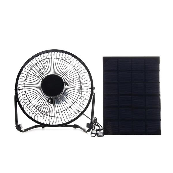 Ventiladores, venta superior, Panel Solar negro alimentado + ventilador de metal USB 5W, ventilación de refrigeración de 8 pulgadas, ventilador de refrigeración para coche para viajes al aire libre, pesca H