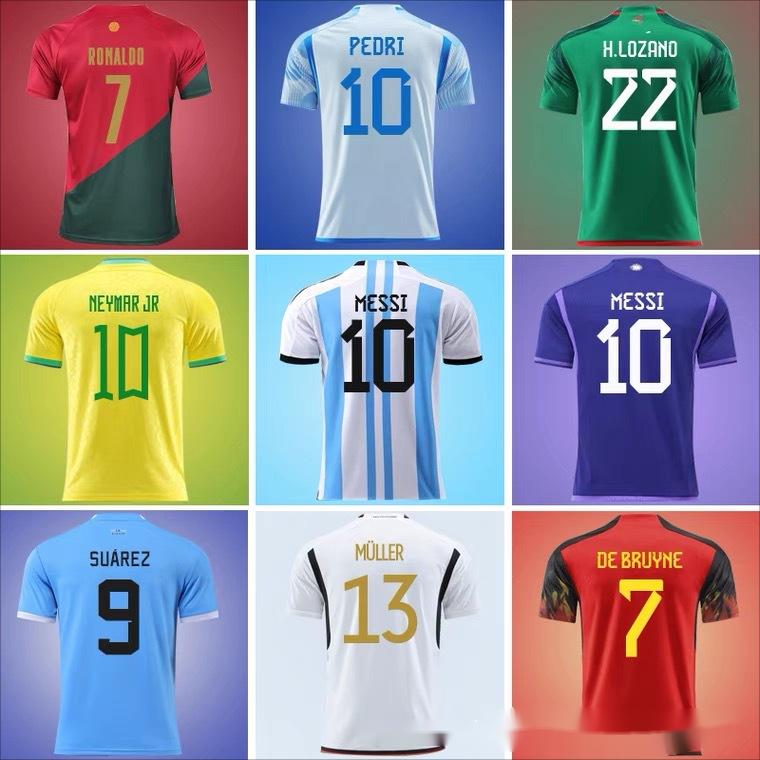 Fans staan ​​bovenaan voetbaljersey 22 Qatar World Cup Soccer Uniforms National Team Factory Custom Direct verkoop zweetabsorptie verliest geen kleurpolyester materiaal