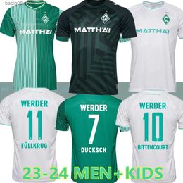 Les fans en tête de TEES 2023 2024 Werder Bremen Special Soccer Jersey Marvin Ducksch Leonardo Bittencourt Black Green 23 24 Friedl Pieper Football Shirts Top Thaïlande