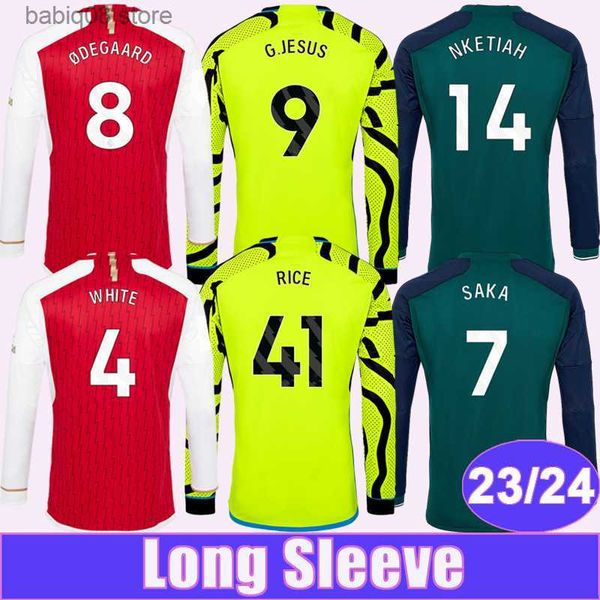 Les fans en tête de TEES 2023 24 SAKA GABRIEL LONG LONGES MENS MELLES SOCCER MAISSES TIERNEY G. Jésus Saliba Smith Rowe Home Away 3rd Football Shirts Uniforms