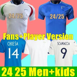 Fans Tops Tees 2024 Italie 125 ans anniversaire maillots de football version joueur Maglie Da Calcio TOTTI VERRATTI CHIESA Italia 23 24 chemises de football hommes ensemble J0309