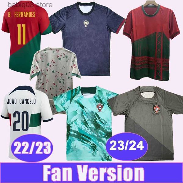 Fans Tops Tees 22 Portugal Mens Soccer Jerseys Versión del equipo nacional Bernardo Ramos B. Fernandes J. Palhinha Home Away 23 24 Camisetas de fútbol de ediciones rojas y especiales