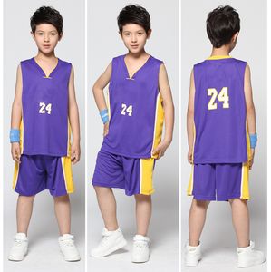 Fans Topstees # 24 Basketbal Jersey Sets Kind Basketbal Uniformen Ademend Sport Vest en Shorts Set Girls Sportswear