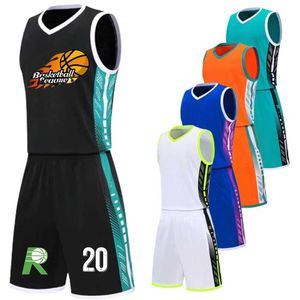 Fans tops Thees Children Men Basketball Jersey Suit plus size heren basketbal training uniform outfit jongens kinderen basketbal sportkleding aangepast Y240423