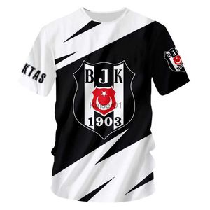 Fans Tops Tees Heren T-shirts 2023 Nieuwe Heren T-shirt 3D Harajuku Besiktas Voetbalshirt Grafische T-shirts Digitaal bedrukt Zomer Turkije Oversized Tee