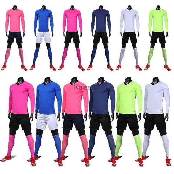 Fanáticos Tops Camisetas Otros artículos deportivos Conjunto de camiseta de fútbol rosa de manga larga para hombre Uniforme de fútbol verde Camiseta de fútbol azul Camiseta deportiva para correr Número de nombre personalizado