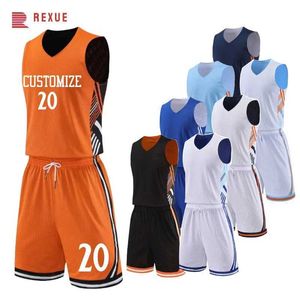 Les fans en tête de TEES plus en maillot de basket-ball pour hommes et enfants, les vêtements d'équipe de basket-ball réversibles peuvent imprimer le numéro de nom de haute qualité jersey y240423