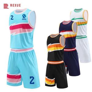 Fans tops T -stukken plus size Men Kids Basketball Shirt Pants Youth College Personaliseerde Basketball Jersey Club -uniformen Ademe Mesh Clothing Y240423