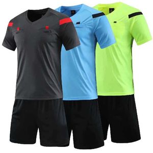 Fans Tops Tees Men Professional Men árbitro Jersey Jet de fútbol para adultos UNIFFERE DE Fútbol Compensador de manga corta Juez de cuello en V