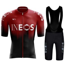 Fans Tops T -stukken Summer Bicycle Clothing 2024 Heren Mtb Pants Ineos Sportset Shorts Jersey Bib Uniform Q240511