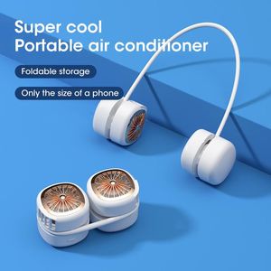 Fans USB draagbare ventilator Koude ventilator Handsfree nekventilator Hangende oplaadbare mini-sportventilator 4 snelheden verstelbare nek Dubbele ventilator Thuiskantoor