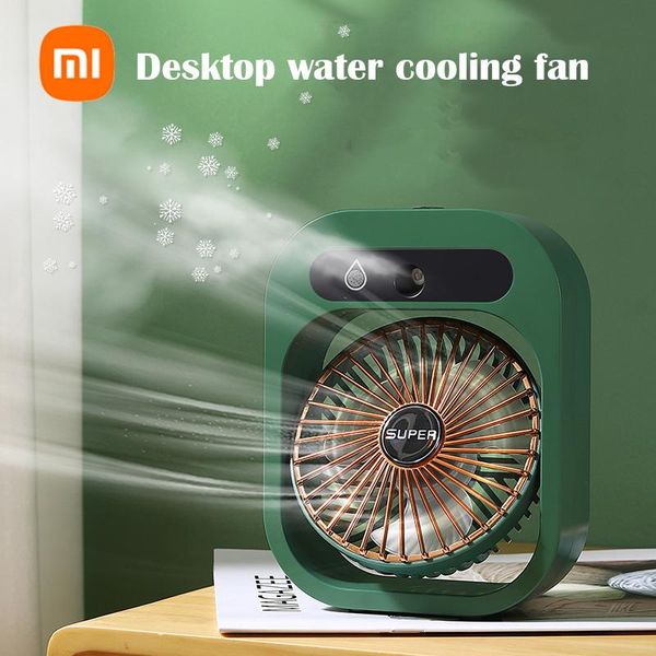 Ventilateurs Xiaomi Home Desktop Water Spray Mist Cooling Fan USB Rechargeable 1200mAh Batterie Bureau Mini Table Climatiseur Ventilateur 3 Vitesses