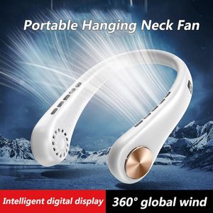 Ventilateurs Xiaomi Portable Cou Fan Mini Suspendu Tour De Cou Ventilateur LED Affichage Rechargeable Climatiseur Sans Lame 5000mAh Voyage En Plein Air