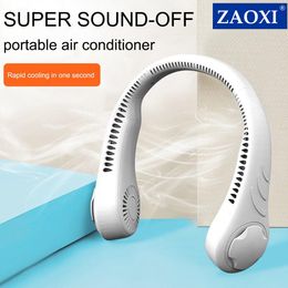 Fans ZAOXI 2022 Hangende nekventilator Draagbare bladloze ventilatoren Persoonlijke draagbare nekband Bladloze USB oplaadbare miniketting