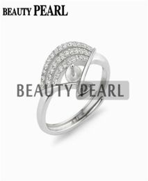 Fanshaped Ring Pearl Paramètres 925 Sterling Silver Cubic Zirconia Semi Mountting Brican Bijoux Faire 5 pièces6600031