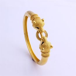 Fansheng alta quantidade charme leopardo pulseira 24 k sólido amarelo ouro gf pulseiras para mulheres homens jóias africano etíope gift313m