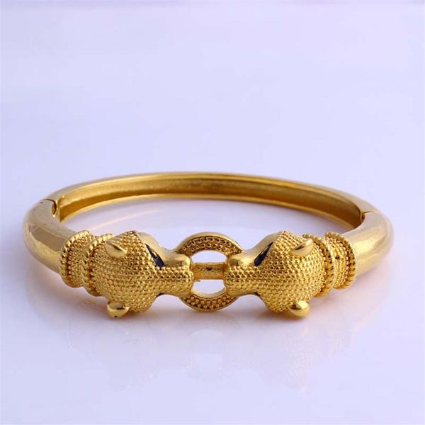 Brazalete de leopardo Fansheng de alta cantidad, brazalete de oro amarillo sólido G F para mujeres y hombres, joyería africana etíope gift256Z