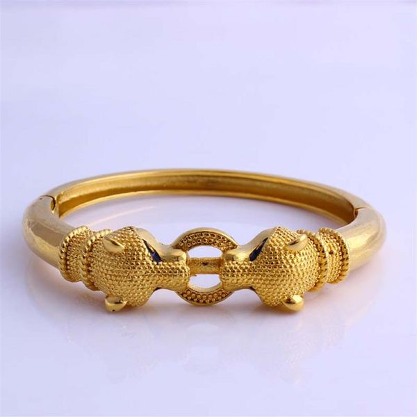 Brazalete de leopardo Fansheng de alta cantidad, brazaletes G F de oro amarillo sólido para mujeres y hombres, joyería africana etíope gift275G