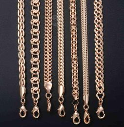 Fanshion 585 Chaîne de collier en or rose Courb Courbe Corde de tissage Corche d'escargot Chaîne de perles pour hommes Femmes Classic Jewelry Gifts CNN1B5810920