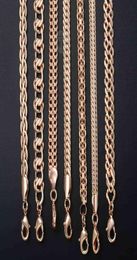 Fanshion 585 collier en or Rose chaîne gourmette tissage corde escargot lien chaîne perlée pour hommes femmes classique bijoux cadeaux CNN1B2403085
