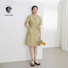 FANSILANEN Office Lady Blazer Vestido Mujer Verano Bordado Cintura alta Falda larga Amarillo Estilo coreano A-Line 210607
