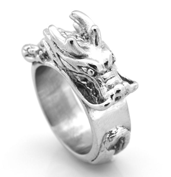 Fanssteel en acier inoxydable bijoux punk ring vintage anneau spirale dragon chinois zodiaque biker anneau cadeau pour frères fsr08w031916586
