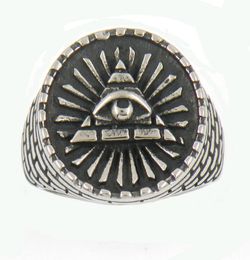 FANSSTEEL acier inoxydable hommes ou wemens bijoux maçonnique briques égyptiennes triangle tout voir oeil anneau maçonnique 13W523239722