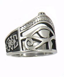 FANSSTEEL, joyería de acero inoxidable para hombres o mujeres, anillo masonario con ojos de faraón egipcio y cangrejo, anillo masónico 13W903354927