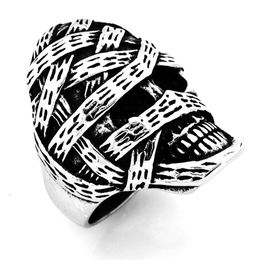 Fanssteel roestvrijstalen punk vintage heren of dames sieraden wrap bandage geblesseerde schedelring fietsring FSR14W21212S