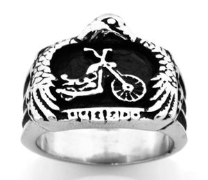 FANSSTEEL SCEOL DE SECREE INOXIDA Punk Vintage Joya para mujer Eagle Sosten el regalo de anillo de motociclistas de ciclo de motor para hermanas hermanas FSR09W86504299