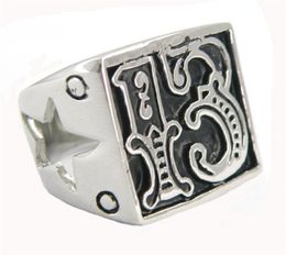 FANSSTEEL joyería vintage de acero inoxidable para hombres o mujeres SIGNET lucky EVIL 13 estrella recortada ANILLO DE MOTORISTA número ANILLO 10W3331361007870