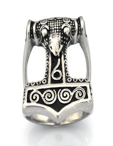 FANSSTEEL, joyería vintage de acero inoxidable para hombres o mujeres, anillo vikingo con vástago dividido, anillo para martillo de THORS, anillo para herramientas FSR15W0068154869352464