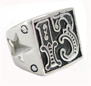 FANSSTEEL roestvrijstalen vintage heren- of damessieraden SIGNET lucky EVIL 13 uitsparing ster BIKER RING nummer RING 10W3331361837328