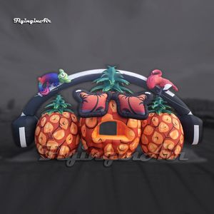 Fantastique grande scène gonflable DJ stand ananas cabine avec casque pour l'événement