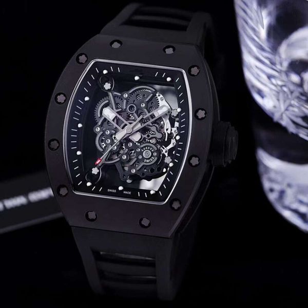 Fantastique superclone mécanique R i c h a r d luxe designer montres pour hommes RM055 ZNEW AAA mouvement automatique boîtier en céramique évider miroir saphir anti-rayures Z56V