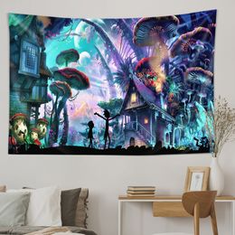 Fantasy FairyTale Dreamy Mushroom Tapestry Psychedelic Carpet Bohemian Home Decor Witchcraft Hippie Kids Room Decor Decor Tapest