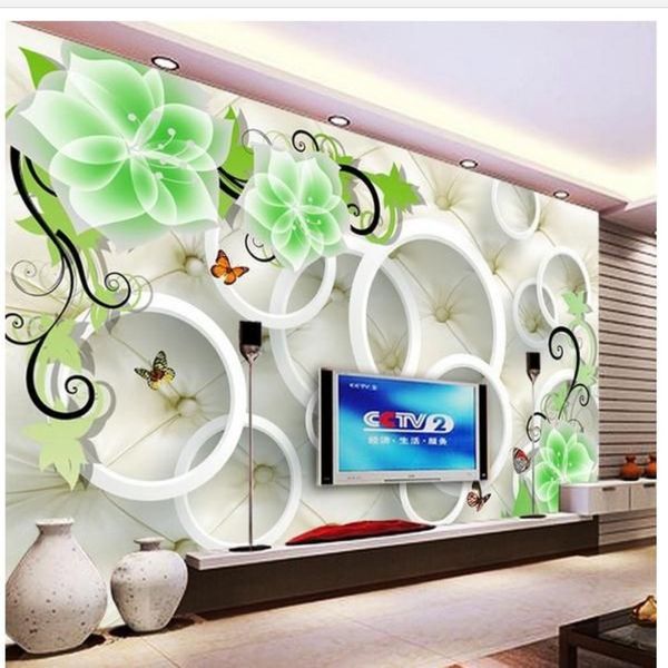 Fantaisie fleur 3D TV fond papier peint 3d papier peint 3d papiers peints pour tv toile de fond263o