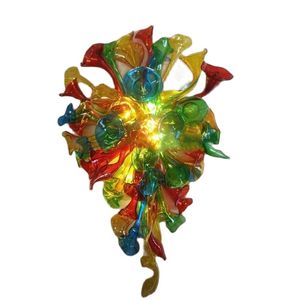 Lampes murales en verre soufflé à la main avec fleurs fantaisie, lumières LED, pour la maison, la salle à manger, la cuisine, la salle de bain, décoration artistique, multicolore, 16 x 20 pouces