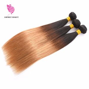 Fantasybeauty Cheveux Vierges Péruviens Ombre Raides Tissage 3 Bundles T1B / 27 Deux Tons Péruviens Cheveux Vierges Humains Non Transformés Ombre Droite