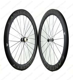 FANTEC 700C 60mm depth road bike Full carbon wheels 25mm width ClincherTubular road bicycle carbon wheelset with Straight pull h6263374