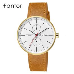 Fantor Hen Blue Leather Luxury Chronograph Relogio Slim Thin Casual Sport Quartz Quartz Wrist pour Man 240507