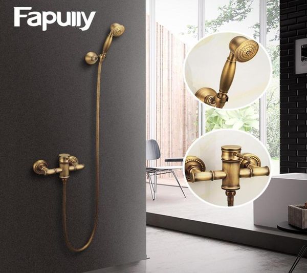 FAPULLY ANTIQUE Style Brass Copper Round Hand Shower Baignoire Baignet Fauce de salle de bain Luxury Pluie Paine de douche à main Mur Mur HS1276287724