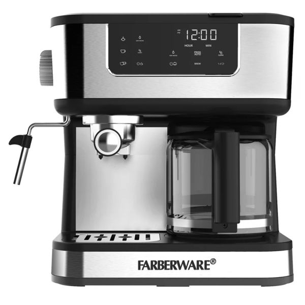 Farberware Dual Brew, 10 Tassen Kaffee + Espresso, schwarzes und rostfreies Finish, Touchscreen, MODELL FW54100112159