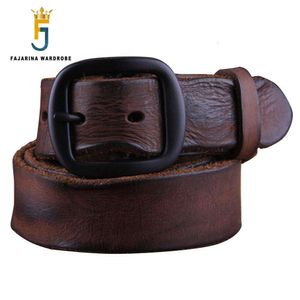 FARINA, cinturones de piel de vaca plegada de alta calidad con personalidad para hombres, estilos Retro occidentales de cuero genuino, cinturones de piel de vaca para hombres N17fj091