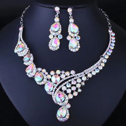 FARLENA bijoux multicolore cristal strass collier ensemble pour femmes mariage fiançailles accessoire mode bijoux de mariée ensembles 240122