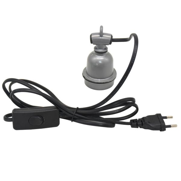 Câble du cordon d'alimentation de l'élevage de la ferme E27 Tenteurs de lampe de chauffage du reptile en céramique Base Adaptateur de douille de luminaire suspendu avec interrupteur